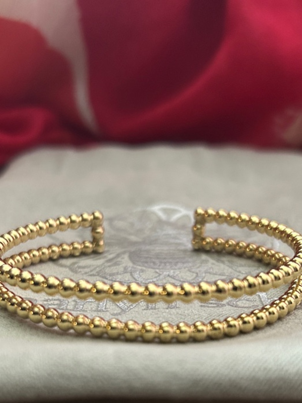Gold Beaded Double-Row Open Cuff Bracelet by Marlyn Schiff NEW